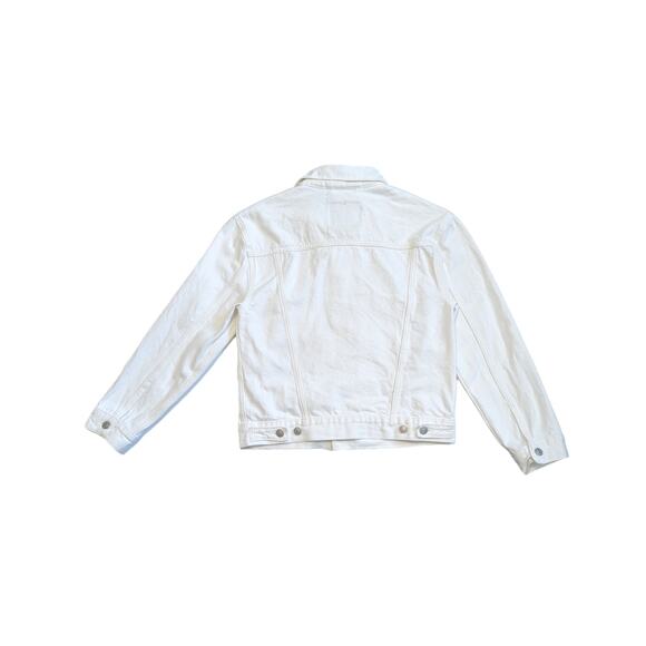 Levi's Ex Boyfriend Trucker Jacket Flower Embroidered Womens Small Button Down - Picture 2 of 6